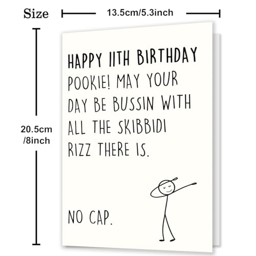Smithtuy 11th Birthday Card,11 Year Old Birthday Gifts & Decorations for Boys Girls Son Daughter Nephew Niece,Funny 11th Birthday Card for Him Her with Gen Z Teenagers Slang Meme-Inspired Design - Image 3