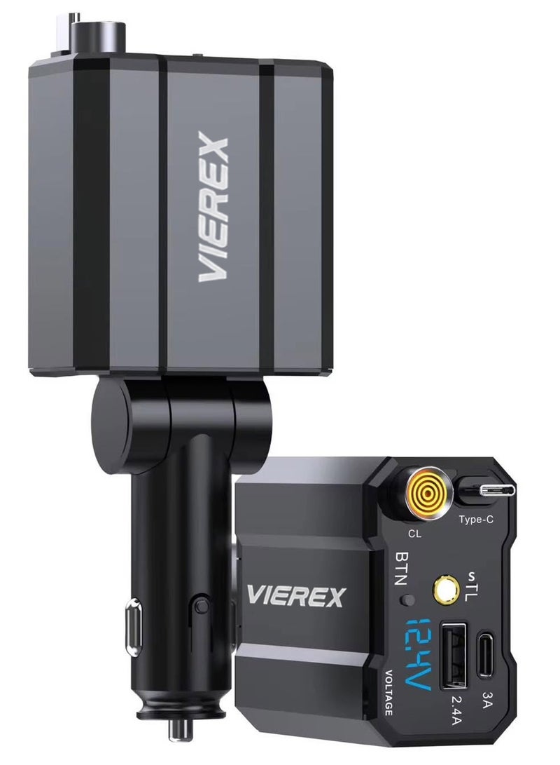 Vierex Fast 5-in-1 Multi USB Car Charging (1200mm), Heavy-Duty Braided Triple Cord Splitter with Type-C, Lightning, and Micro USB Connectors - Image 5