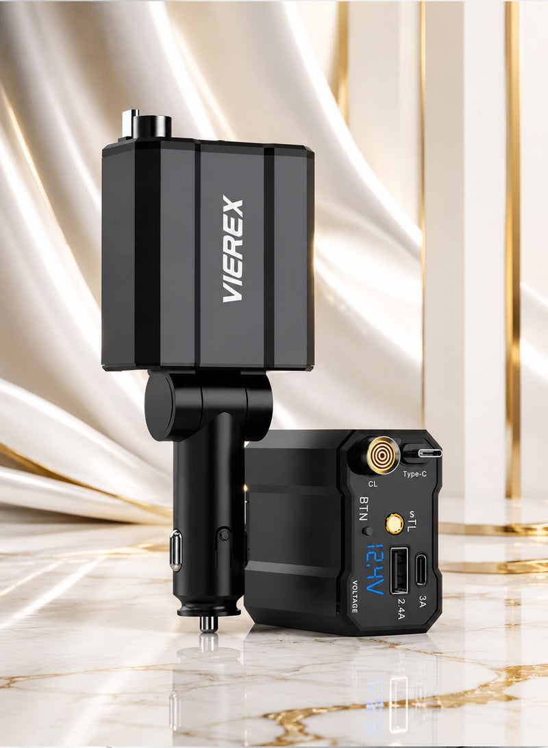 Vierex Fast 5-in-1 Multi USB Car Charging (1200mm), Heavy-Duty Braided Triple Cord Splitter with Type-C, Lightning, and Micro USB Connectors - Image 1