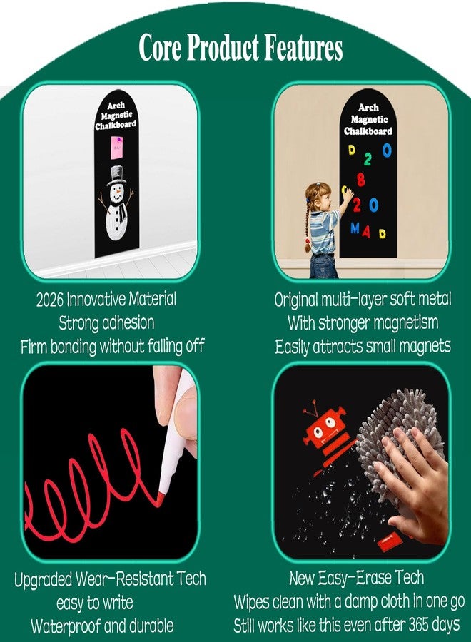 Lnepnw Magnetic Wall Sticker Chalkboard Contact Paper Arch 47.2" x 17.5" Self Adhesive Magnet Chalk Board Wallpaper Peel and Stick Wall Decal for Home Playroom Classroom Alternative Blackboard Paint - Image 3