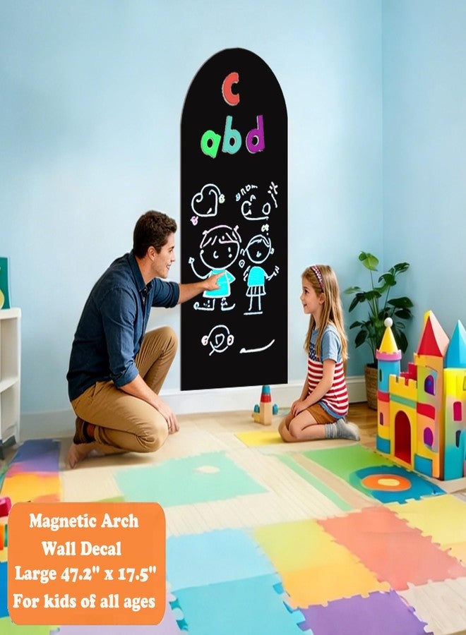 Lnepnw Magnetic Wall Sticker Chalkboard Contact Paper Arch 47.2" x 17.5" Self Adhesive Magnet Chalk Board Wallpaper Peel and Stick Wall Decal for Home Playroom Classroom Alternative Blackboard Paint - Image 2