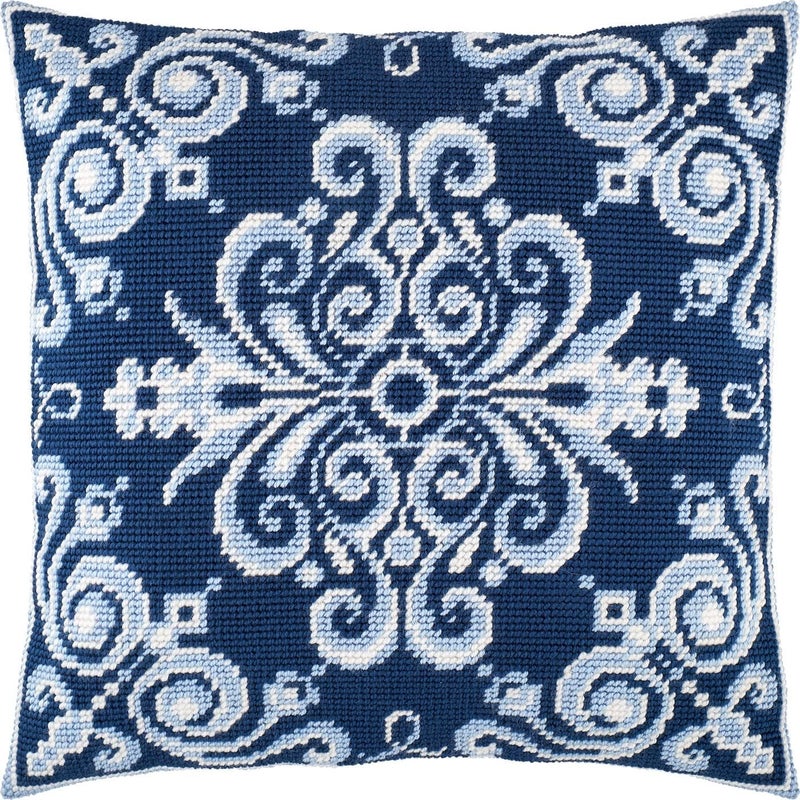 Brvsk Ornamental Stamped Cross-Stitch Kit for Adults and Beginners — Polaris 16″ × 16″ with Clear, Precise Printed Design on Cotton Canvas; Includes 2 Needles, Yarn, and Easy-Read Chart - Image 1