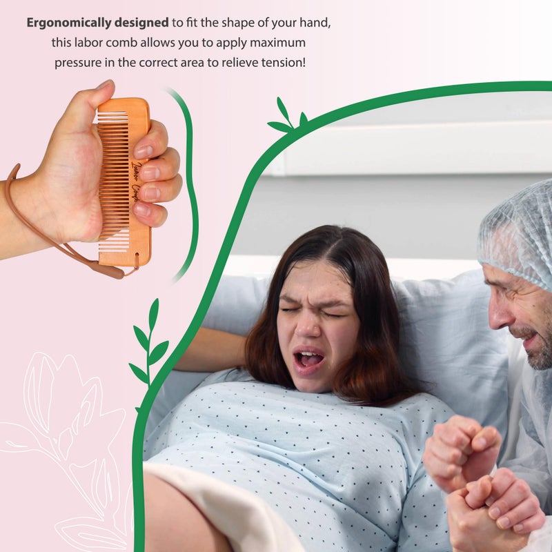 Arrozon Rectangular Labor Comb - Birthing and Delivery Essential for Pregnancy, Wooden Birth Gift for New Moms - Image 4