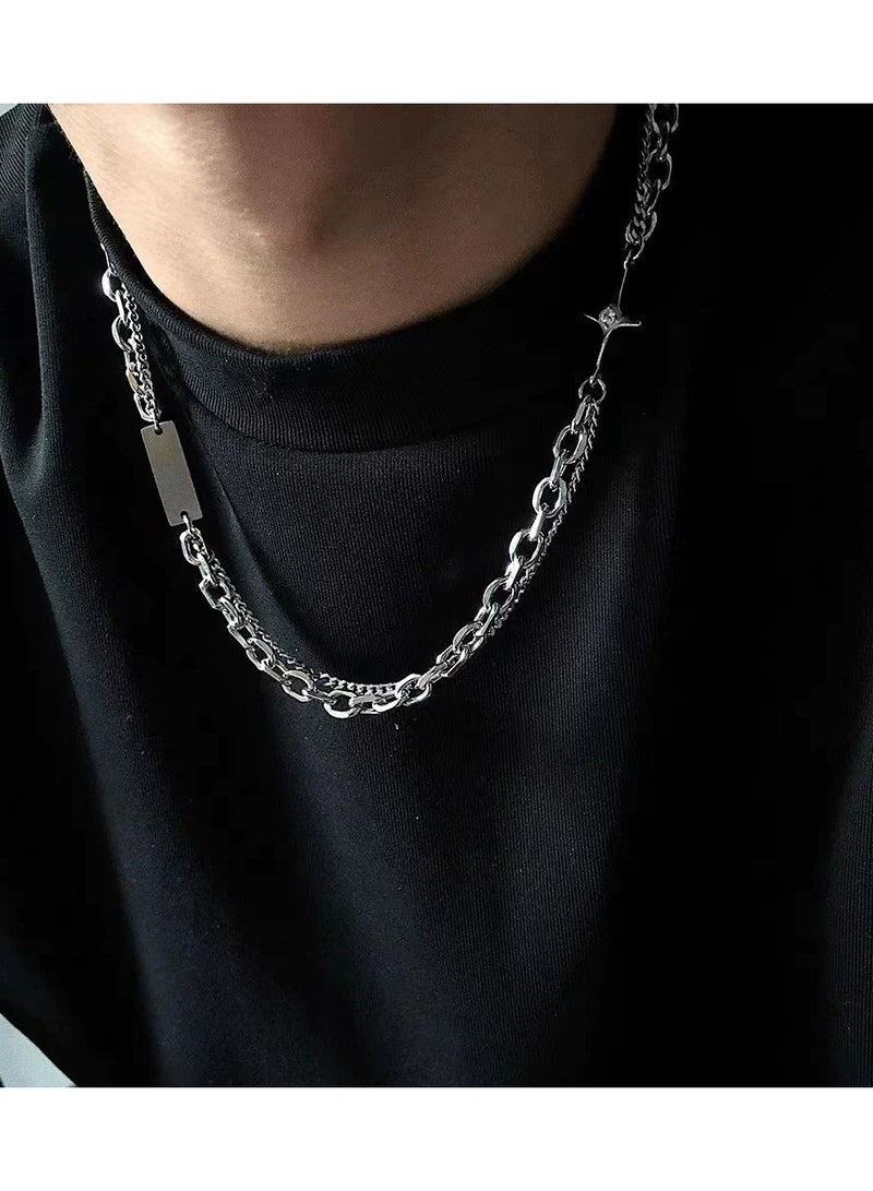 Goolsky قلادة نجمة باتش وورك مزدوجة الطبقات - سلسلة هيب هوب عصرية للجنسين، تصميم صغير الحجم أنيق، مجوهرات عظم الترقوة، غير متلاشي - Image 1