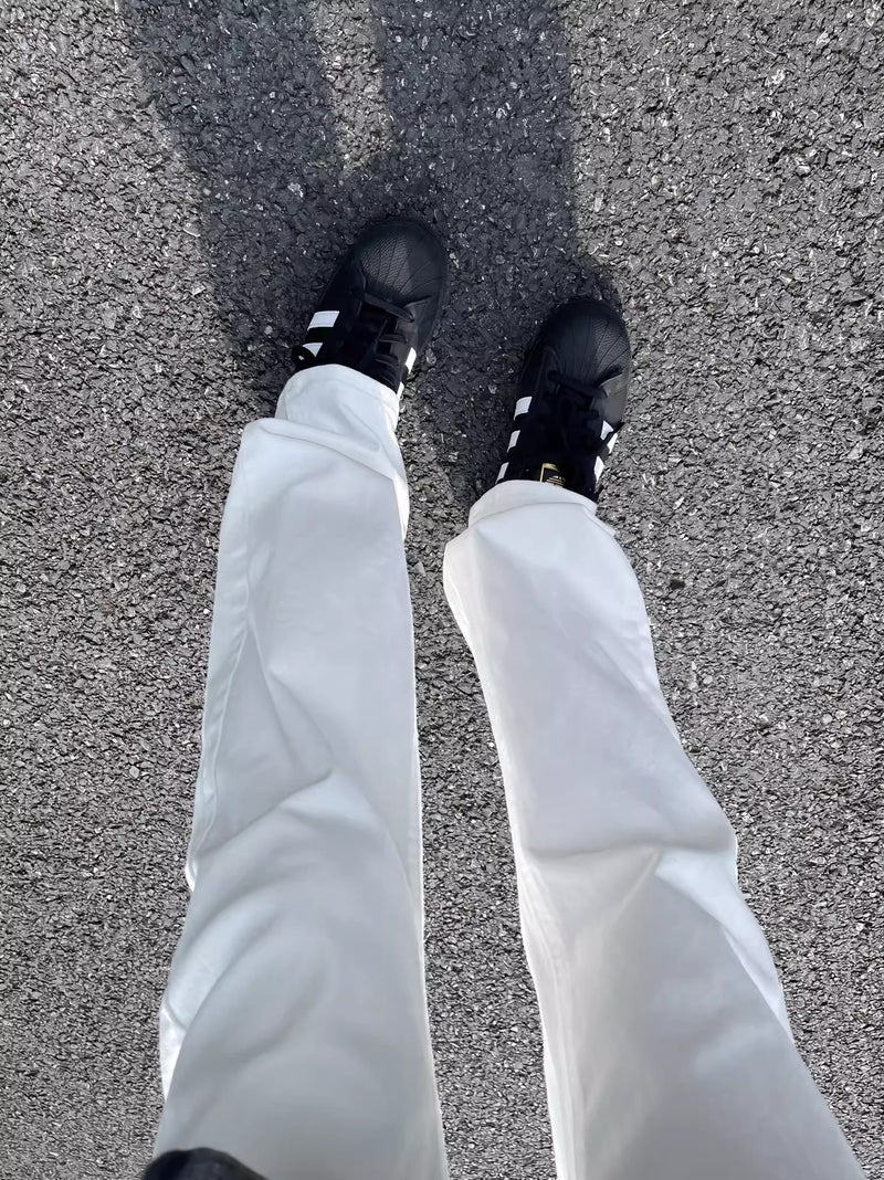 White Straight-Leg Jeans Men'S Micro-Cleanfit American Style High Street Slim Look Long Leg Pants - Image 5