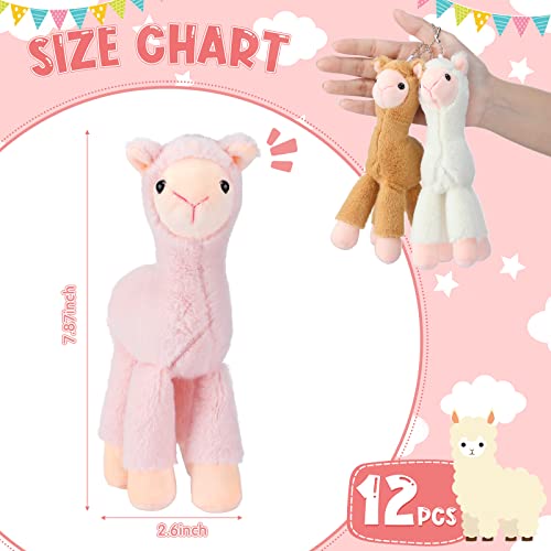 Aoriher 12 Pcs Mini Llama Stuffed Animals 7.87 Inch Alpaca Plush Dolls Cute Keychain Plush Llama Party Favors for Boys and Girls Birthday Party Supplies Baby Shower Bag Fillers Gift - Image 2