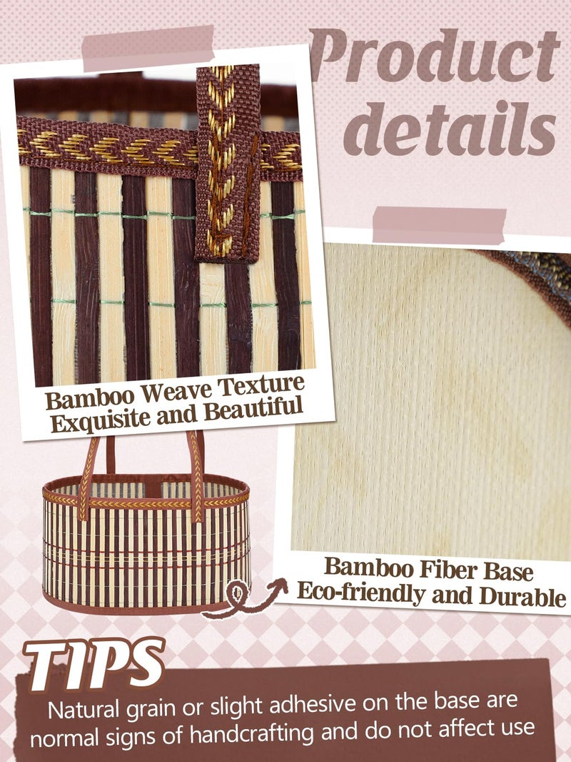 MADHOLLY 6 Set Valentine's Day Bamboo Baskets for Gifts Empty - 6"x7.5"x11.4" Large Easy to Setup Sturdy Gift Wrapping Basket with 2 Clear Bags and Bows, for Wedding Party, Baby Shower, Housewarming, Brown - Image 2