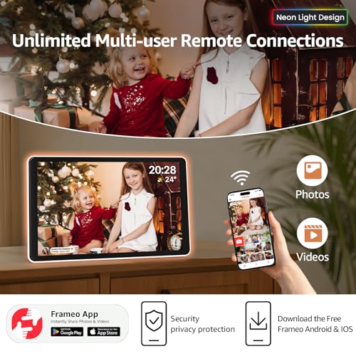 ApoloSign Neon Light Digital Picture Frame - 10.1" HD Display | AI Color-Changing LED Strip Digital Photo Frame | Quick Share Photos/Videos, Easy Setup in Frameo App | Best Digital Frame for Gifting - Image 4