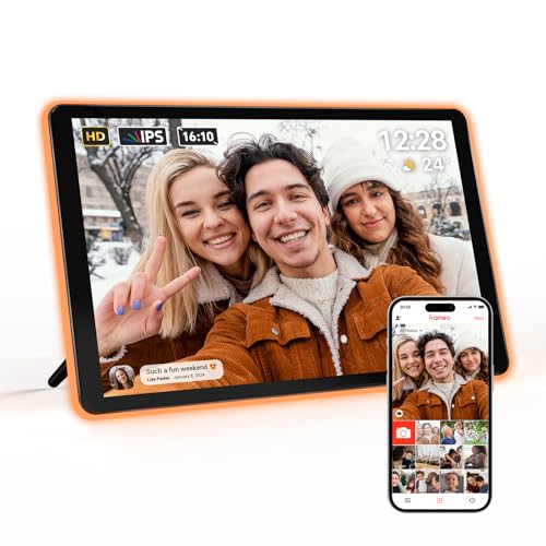 ApoloSign Neon Light Digital Picture Frame - 10.1" HD Display | AI Color-Changing LED Strip Digital Photo Frame | Quick Share Photos/Videos, Easy Setup in Frameo App | Best Digital Frame for Gifting - Image 1