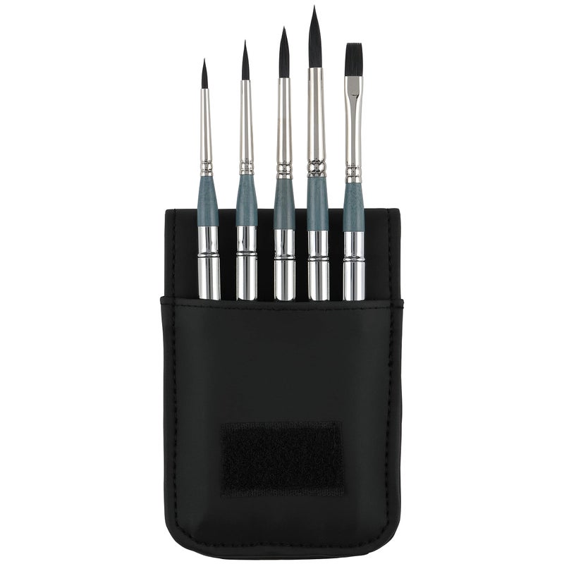 Creative Mark Mimik Synthetic Squirrel Hair Watercolor Brushes - Animal-Friendly, Synthetic Hair Brushes for Painting & Crafts - Set Pocket Brush Set of 5 - Image 2