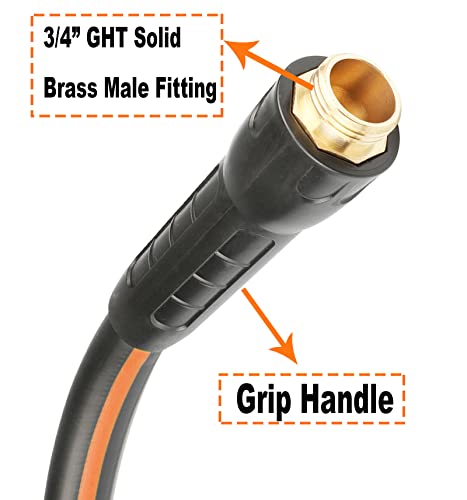 EADUTY Hybrid Garden Hose 5/8 IN. x 25 FT, Heavy Duty, Lightweight, Flexible with Swivel Grip Handle and Solid Brass Fittings, Gray+Orange - Image 4