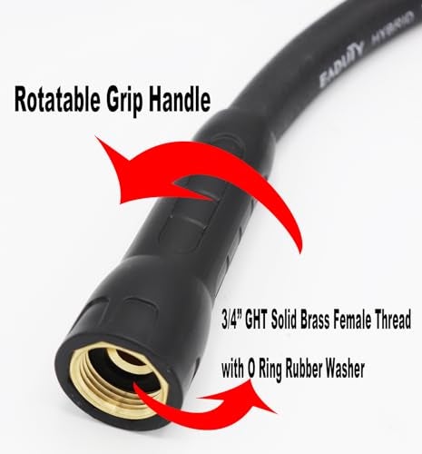 EADUTY Hybrid Garden Hose 5/8 IN. x 25 FT, Heavy Duty, Lightweight, Flexible with Swivel Grip Handle and Solid Brass Fittings, Gray+Orange - Image 3