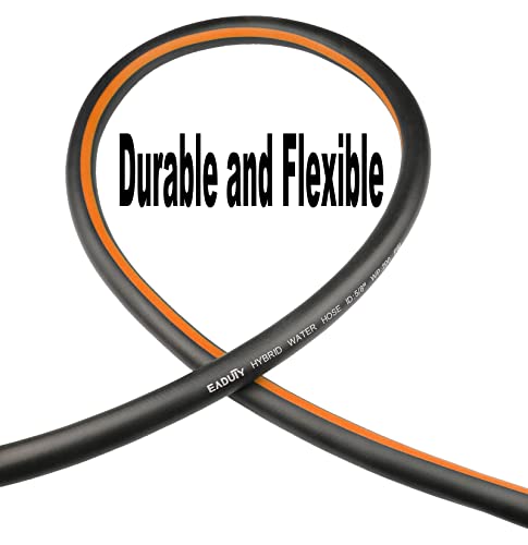 EADUTY Hybrid Garden Hose 5/8 IN. x 25 FT, Heavy Duty, Lightweight, Flexible with Swivel Grip Handle and Solid Brass Fittings, Gray+Orange - Image 2