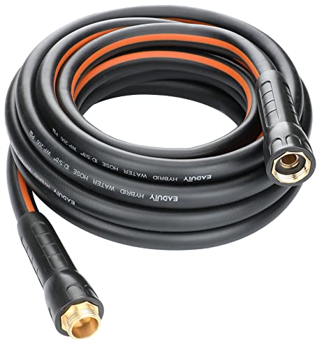 EADUTY Hybrid Garden Hose 5/8 IN. x 25 FT, Heavy Duty, Lightweight, Flexible with Swivel Grip Handle and Solid Brass Fittings, Gray+Orange - Image 1