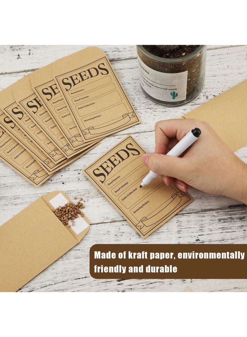 100 Pcs Seed Envelopes, 3.15 x 4.72 Self Sealing Seed Packets Kraft Paper, Resealable Seed Bags Pack Organizer with Collection Types, Seed Envelopes Mini Parts Small Items Stamps Storage Packets - Image 4