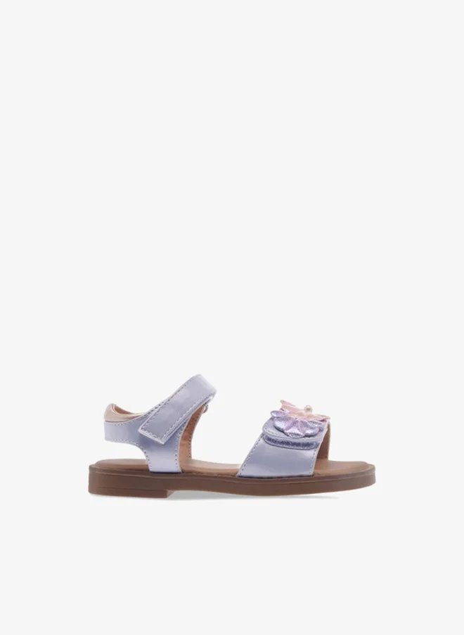 Flora Bella By Shoexpress Flora Bella Seashell Applique Sandals With Hook And Loop Closure