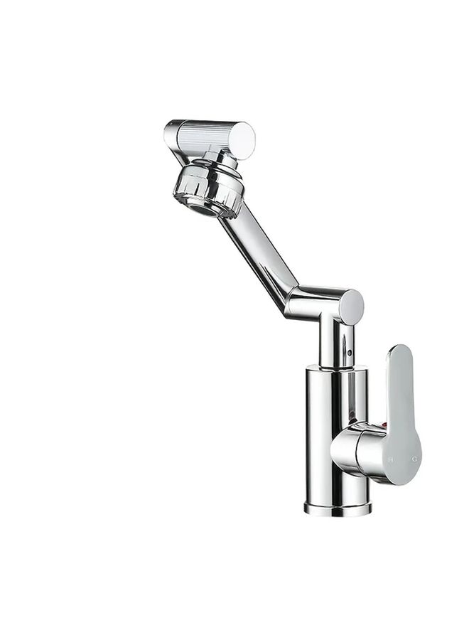Heavy Duty 1080 Degree Rotating Kitchen Faucet With Hose 23 62 Inch Water Inlet Pipe Silvery Finish 304 Stainless Steel 360 Swivel Spout Easy Installation For Bathroom Laundry Sink - Image 1