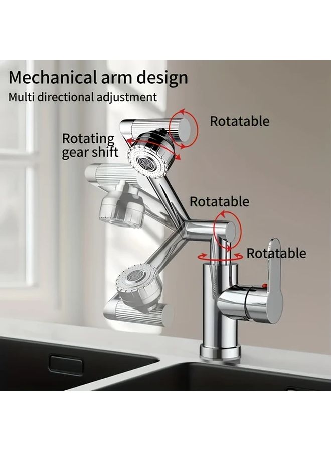 Heavy Duty 1080 Degree Rotating Kitchen Faucet With Hose 23 62 Inch Water Inlet Pipe Silvery Finish 304 Stainless Steel 360 Swivel Spout Easy Installation For Bathroom Laundry Sink - Image 5