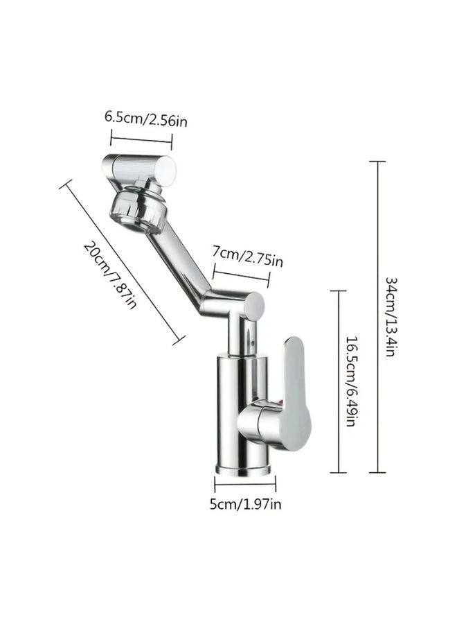 Heavy Duty 1080 Degree Rotating Kitchen Faucet With Hose 23 62 Inch Water Inlet Pipe Silvery Finish 304 Stainless Steel 360 Swivel Spout Easy Installation For Bathroom Laundry Sink - Image 3