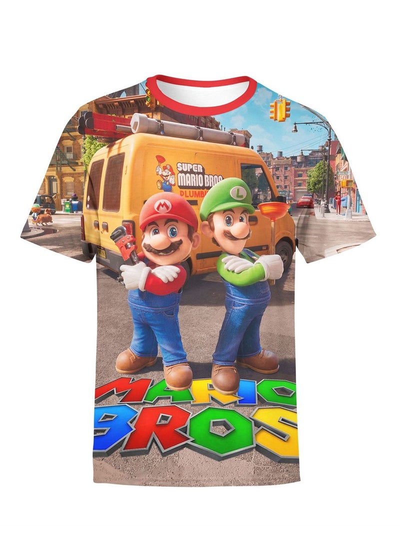 Cartoon Super Mario Brothers trendy T-shirt 3D digital printing personalized breathable T-shirt  - Image 1
