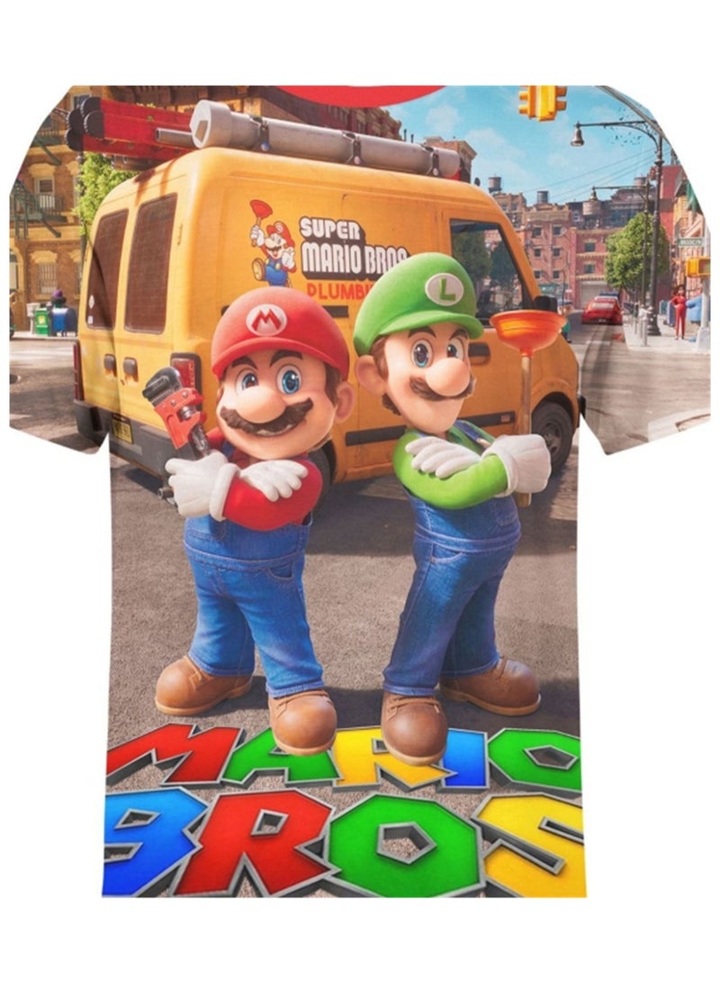 Cartoon Super Mario Brothers trendy T-shirt 3D digital printing personalized breathable T-shirt  - Image 2