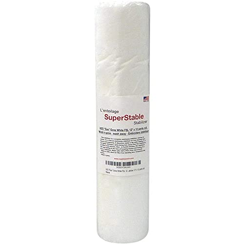 Superpunch Wash Away Stabilizer, SuperStable H2O Eau Gone White FSL 12 inch x 10 Yard Roll - Machine Embroidery Stabilizer Backing, Wash n Gone Wash Away for Free Standing Lace, Made in USA - Image 1