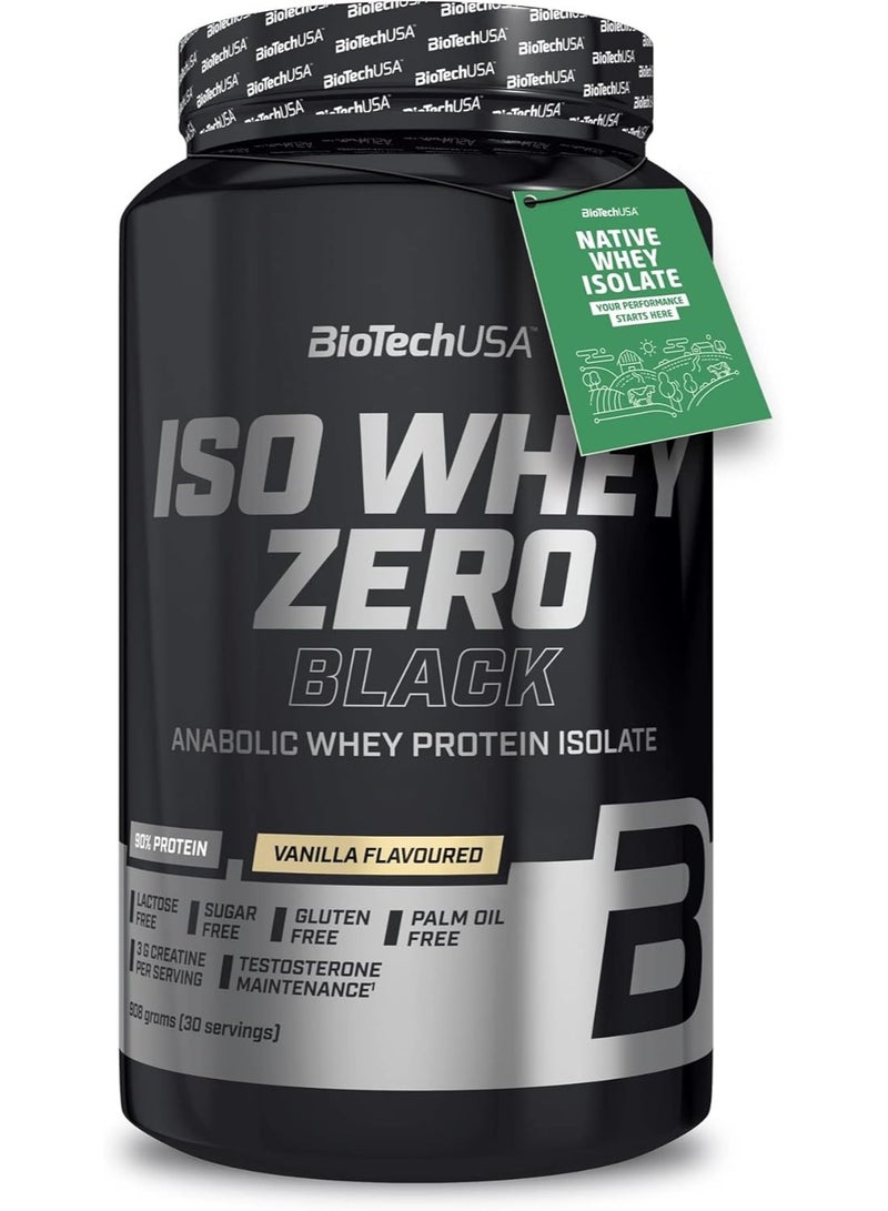BioTechUSA Iso Whey Protein Zero Black Protein with Creatine, Zinc, Vitamin B3 and Amino Acids Vanilla 908g - Image 1