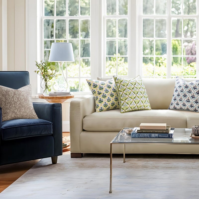 MIULEE Floral Decorative Pillow Covers Set of 2,Block Print Throw Pillowcases Outdoor Boho Farmhouse Vintage Summer Accent Cushion Covers for Couch paito Garden Sofa Bed 18x18 Inch, Green - Image 5