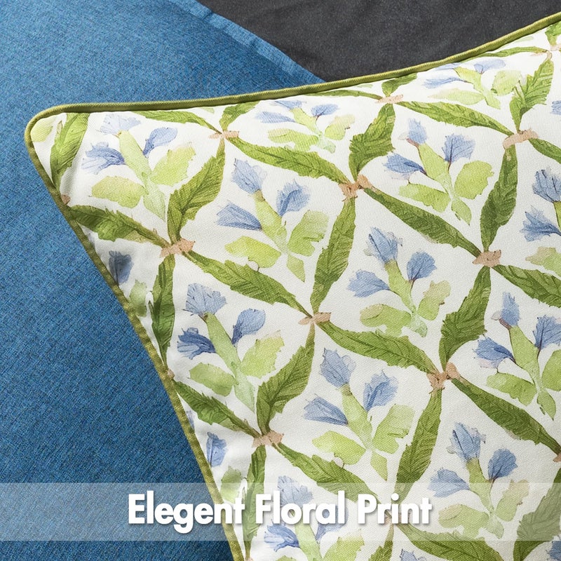 MIULEE Floral Decorative Pillow Covers Set of 2,Block Print Throw Pillowcases Outdoor Boho Farmhouse Vintage Summer Accent Cushion Covers for Couch paito Garden Sofa Bed 18x18 Inch, Green - Image 4