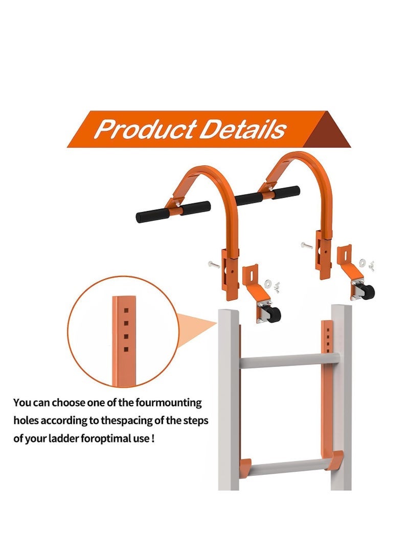Roof Hook, 2Pcs with Wheel Heavy Duty Steel Ladder Stabilizer, Roof Ridge Extension, Rubber Grip T-Bar for Damage Prevention, 360 lbs Weight Ratin, Fast & Easy to Access Steep Roofs - Image 2