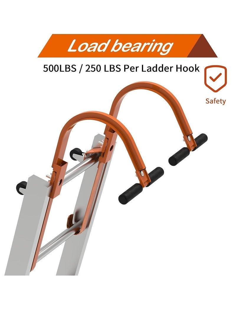 Roof Hook, 2Pcs with Wheel Heavy Duty Steel Ladder Stabilizer, Roof Ridge Extension, Rubber Grip T-Bar for Damage Prevention, 360 lbs Weight Ratin, Fast & Easy to Access Steep Roofs - Image 3