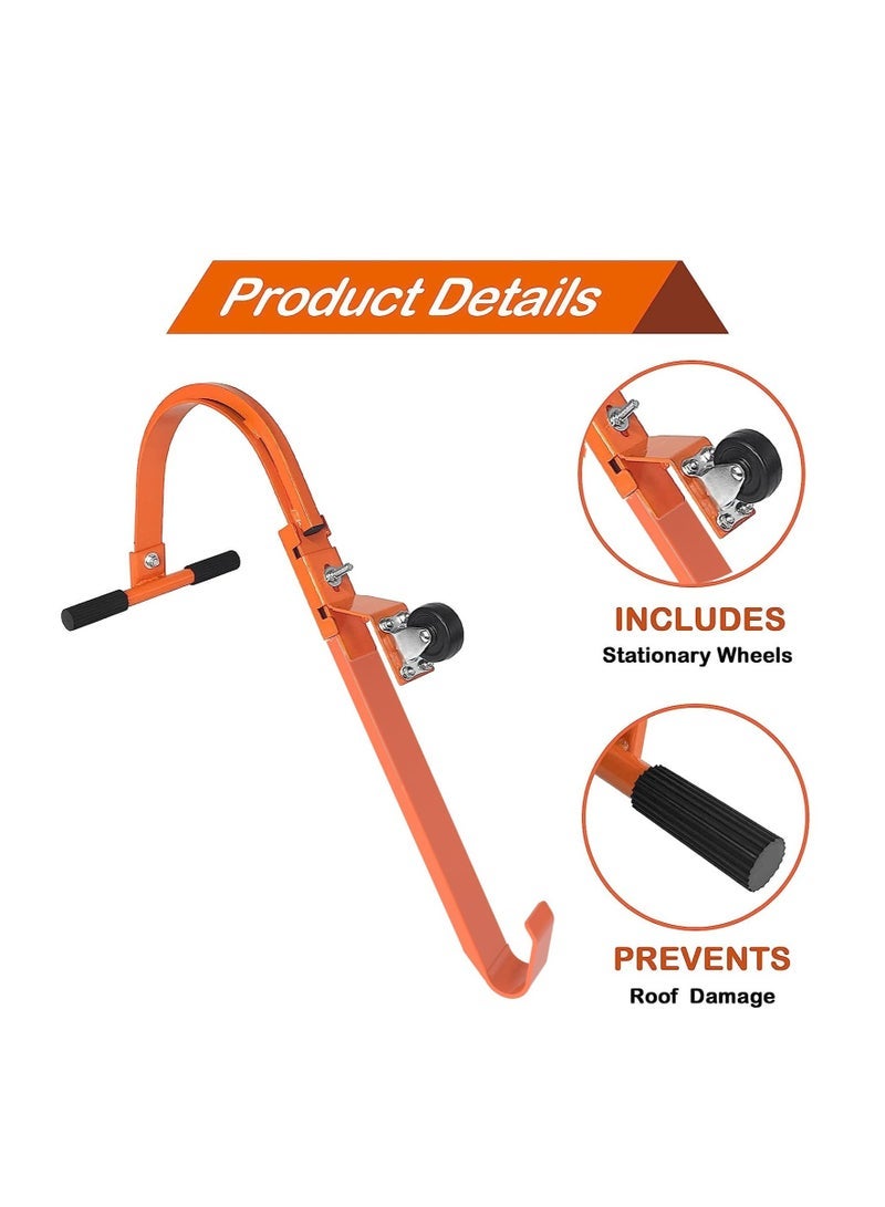 Roof Hook, 2Pcs with Wheel Heavy Duty Steel Ladder Stabilizer, Roof Ridge Extension, Rubber Grip T-Bar for Damage Prevention, 360 lbs Weight Ratin, Fast & Easy to Access Steep Roofs - Image 4