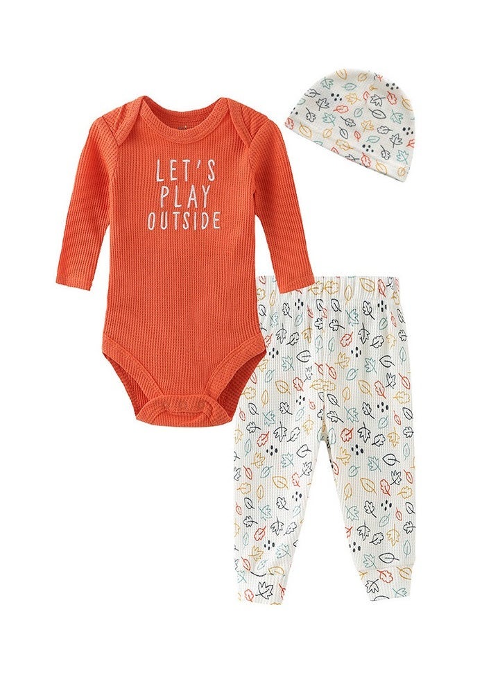RedMapleTEK Infant Cotton Jumpsuit, Trousers, Hat 3-Piece Set - Image 1