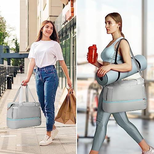 SKYTONE Travel Bags for Men & Womens, Sports Travel Duffel Bag with USB Charging Port, Weekender Overnight Bag with Wet Pocket and Shoes Compartment for Men & Women Multipurpose Use (Grey) - Image 5