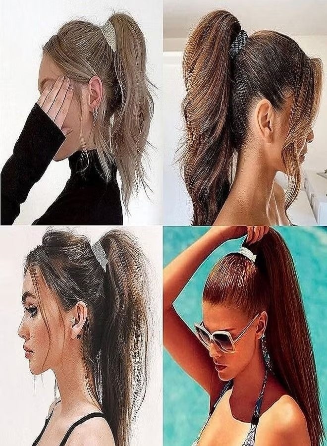 Women Small Hair Clips Barrettes Grips, 3 PC Hair Claw for High Ponytail Diamante Sparkly Hair Accessories Crystal Hairpins, Wedding Guest Everyday Wear Prom Party Ponytail Holder Women Girl Gift - Image 2