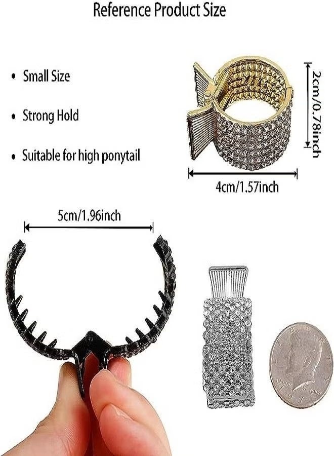 Women Small Hair Clips Barrettes Grips, 3 PC Hair Claw for High Ponytail Diamante Sparkly Hair Accessories Crystal Hairpins, Wedding Guest Everyday Wear Prom Party Ponytail Holder Women Girl Gift - Image 4