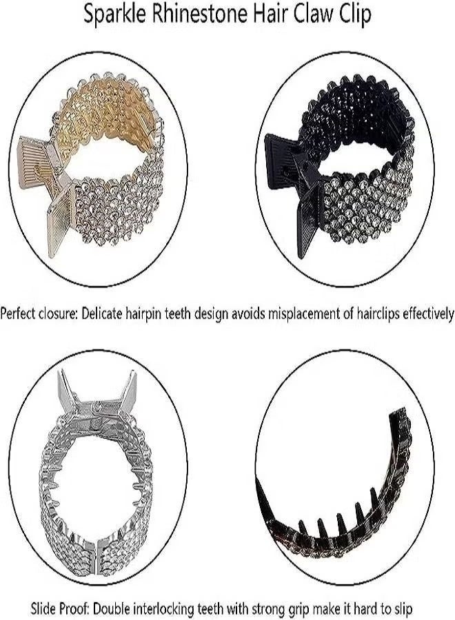 Women Small Hair Clips Barrettes Grips, 3 PC Hair Claw for High Ponytail Diamante Sparkly Hair Accessories Crystal Hairpins, Wedding Guest Everyday Wear Prom Party Ponytail Holder Women Girl Gift - Image 5