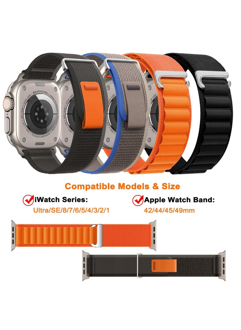 BORTONY 4 Pack Alpine Loop Compatible with Apple Watch Ultra Band 49mm Men Women Adjustable Sport Elastic Nylon Strap for iWatch Series Ultra/SE/8/7/6/5/4/3/2/1  - Image 2