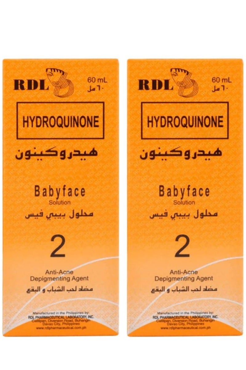 ار دي ال محلول بيبي فيس رقم 2، عامل مضاد لحب الشباب ومزيل للتصبغات، 60 مل، قطعتان