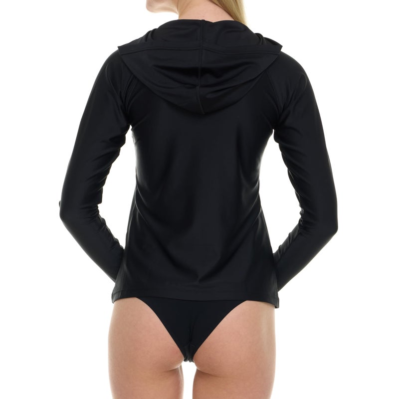 Hurley Rash Guard for Women with Hood, Long Sleeve Hoodie Swim Shirts for Women, Quick Dry UPF 50+ SPF Sun & UV Protection Black - Image 4
