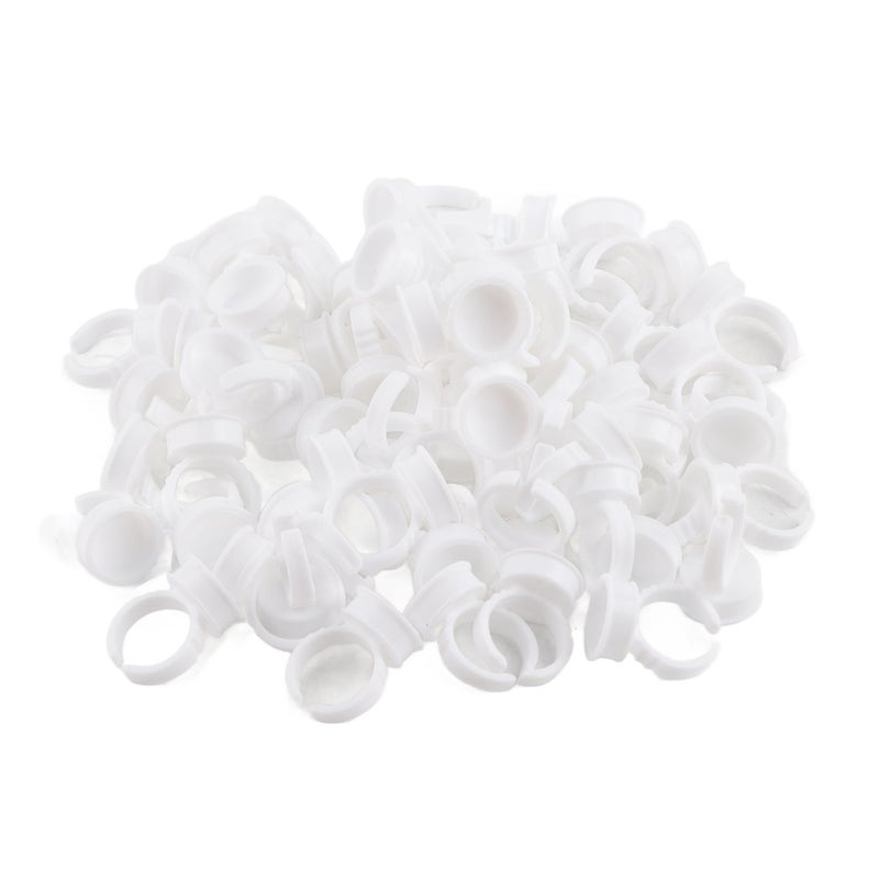 100pcs Disposable Glue Ring Pallet Holder for Eyelash Extension White Plastic Glue Pallet Tatto - Image 3