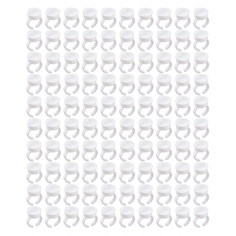 100pcs Disposable Glue Ring Pallet Holder for Eyelash Extension White Plastic Glue Pallet Tatto - Image 1