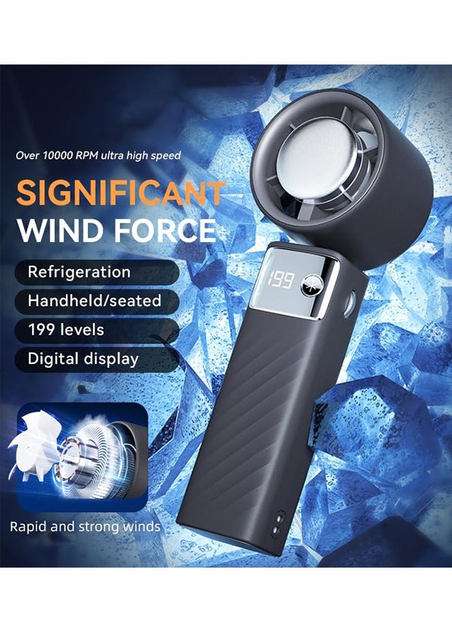 Handheld Portable Fan with Ice Cooler, [20Hrs Max Cooling] Mini Fans, 1-199 Speed, Foldable, LED Display, Super Mini Yet Powerful, Gifts for Women Men Outdoor Indoor (Black) - Image 5