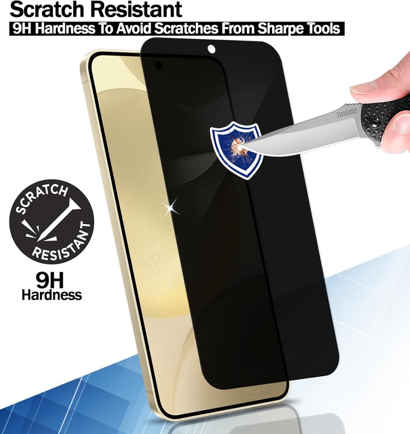 ريكنك حامي شاشة [عبوة تحتوي على ثلاث قطع] لهاتف Samsung Galaxy S23 Plus، من الزجاج المقوى، يحافظ على خصوصية المستخدم، لا يدعم فتح القفل ببصمات الأصابع، مضاد للتجسس، مقاوم للخدوش وخالي من الفقاعات. - Image 3