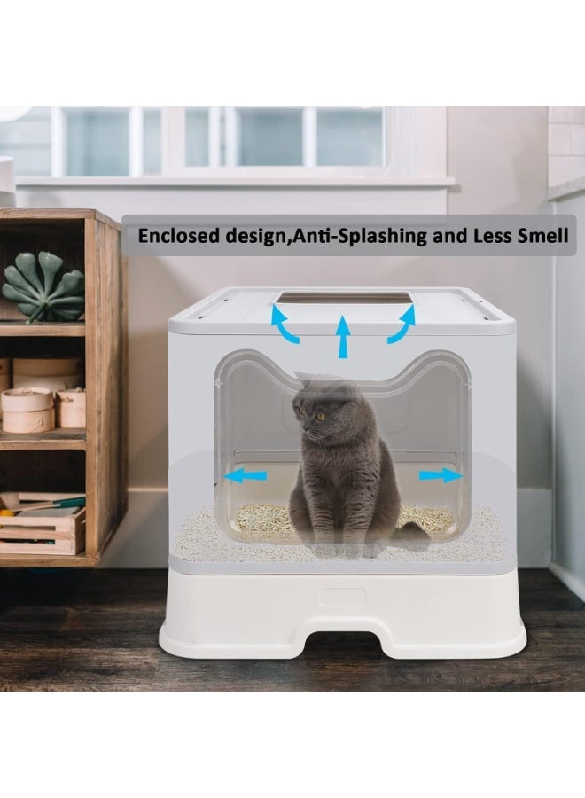 Cat Litter Box with Lid, Grey - Image 4