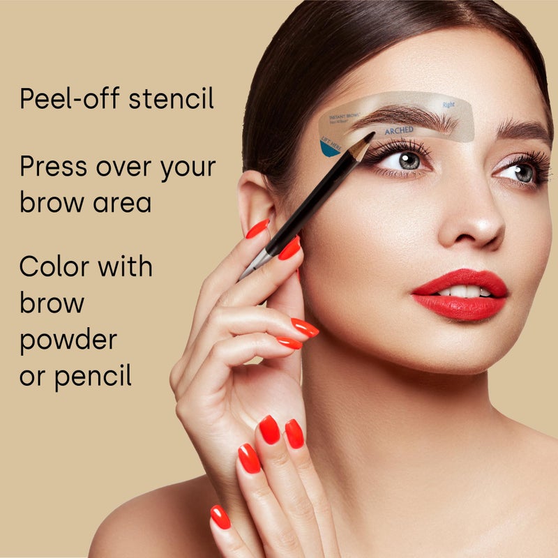 Fran Wilson Instant Brows Makeup Tool: Adhesive Stencils for Perfectly Shaped Brows, Easy to Use, Ideal for Beginners and Pros - Arched - Image 5