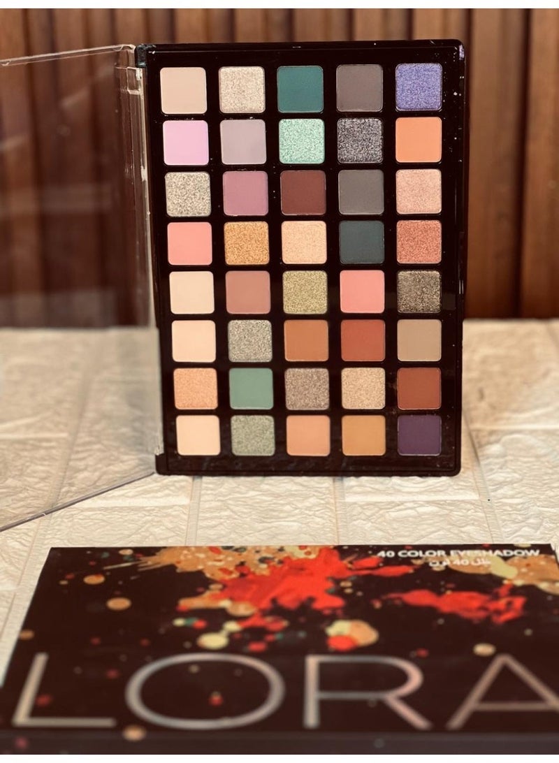 LORA 40-Color Eyeshadow Palette in Matte & Shimmer Shades - Image 2