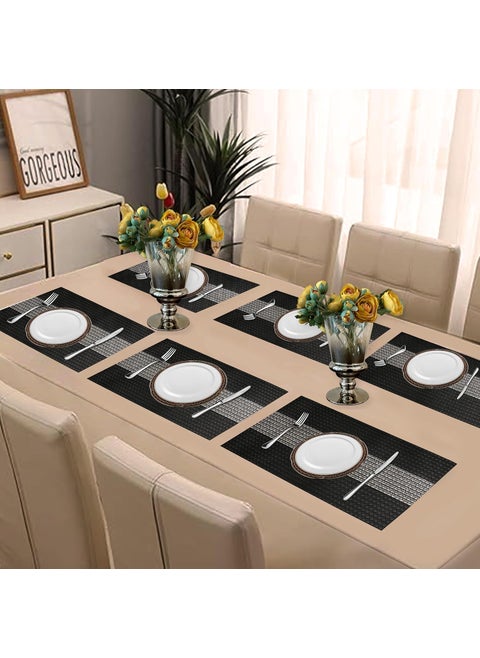 Home Cloud Rectangular Waterproof placemats Shape Table MatPVC Table MatsCutwork Design Dining Table MatsDressing Table Mats Heat Proof Black Stone 6