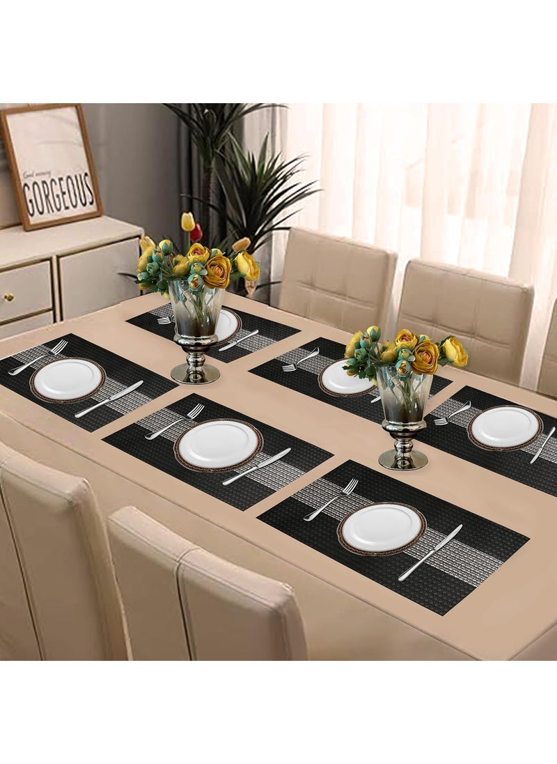 Home-Cloud - Home Cloud Rectangular Waterproof placemats Shape Table MatPVC Table MatsCutwork Design Dining Table MatsDressing Table Mats Heat Proof Black Stone 6 - Image 1