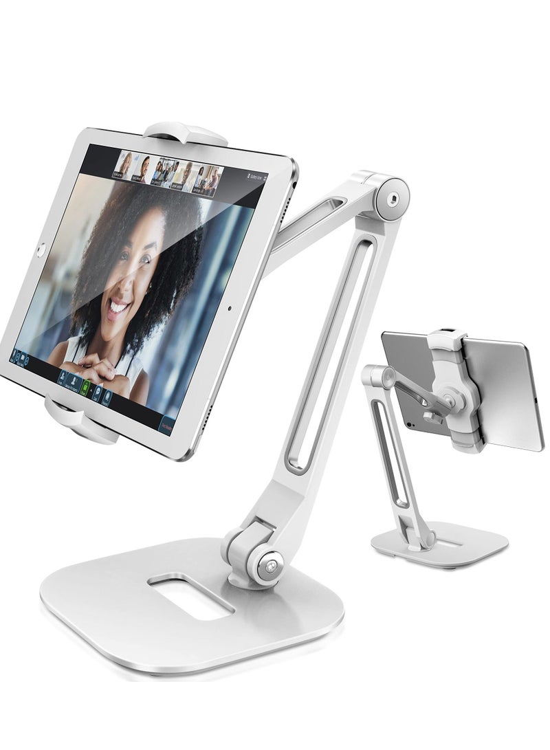 Y&D Adjustable Multi-Angle Tablet Stand, 360° Rotates Holder Universal, iPad Desk Mount, Compatible with 4”-11" iPad/Mini/Air/Pro, Suitable for Home Office (White) - Image 1